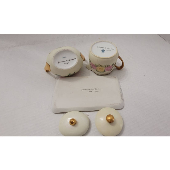 Vintage Porcelain Creamer & Sugar bowl with Plate - Picture 4 of 6